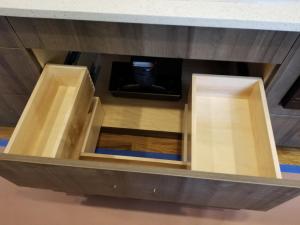 Special U-Drawers to fit around downdraft system